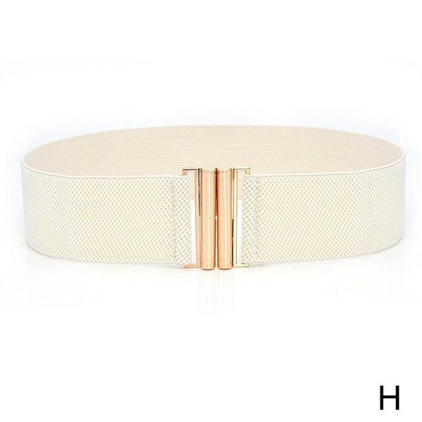 Fashion Women Wide Elastic Leather Belt Buckle