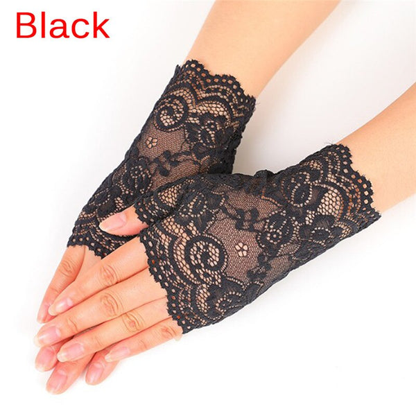 Soft Gloves Ladies Short Black Lace Fingerless Gloves Net Goth Gothic Fancy Dress Weddingg Tights Stockings