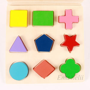 Geometric Shape and Color Matching Wooden 3D Puzzles Learning Toy