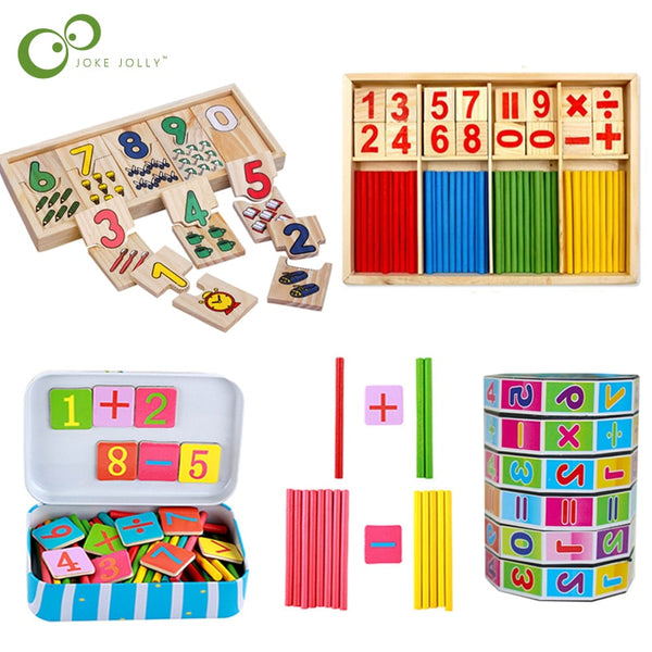 Education Montessori Box Digital Clock Math Counting Wood Stick
