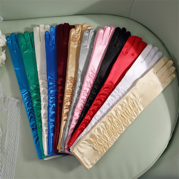 50cm Sexy Colorful Satin Long Women Gloves