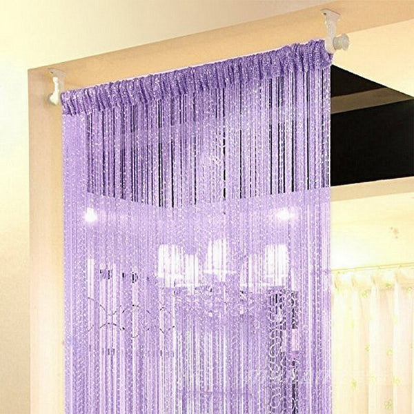 100x200cm Shiny Tassel Flash Silver Line String Window Curtain