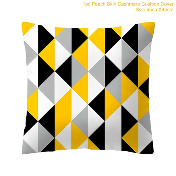 Geometric Yellow Pillowcase Decorative Cushion