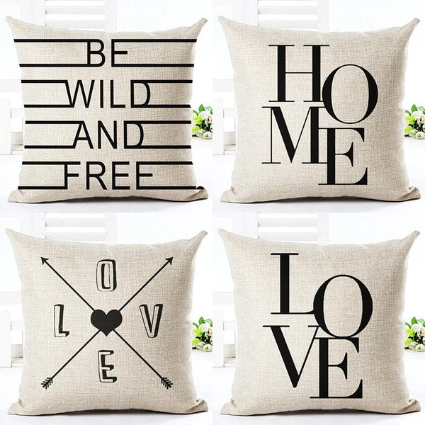 MYJ Black And White Style Decorative Cushions Simple Word Style Printed Throw Pillows Car Home Decor Cushion print your name