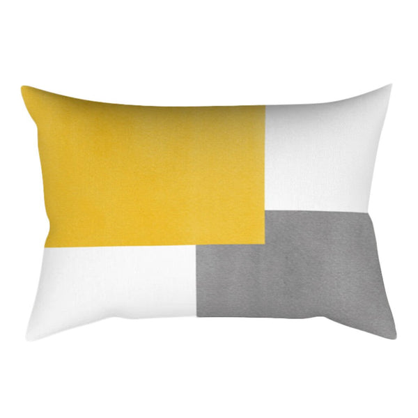 Nordic Style Abstract Printed Linen Cotton Cushion Yellow Lines Decorative Sofa Throw 1.759