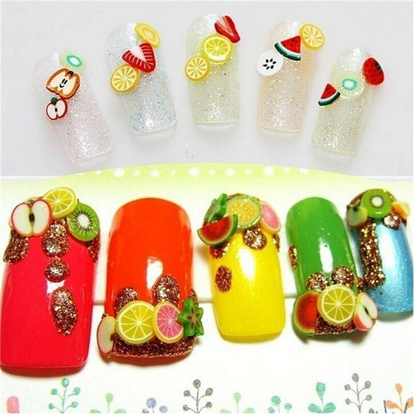 1000pcs/pack DIY 3mm 3D Fruit Flowers Feather Design Tiny Slices Polymer Clay DIY Stickers