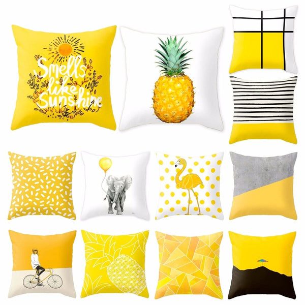 New Style Geometric Yellow Decorative Cushion Pillowcase