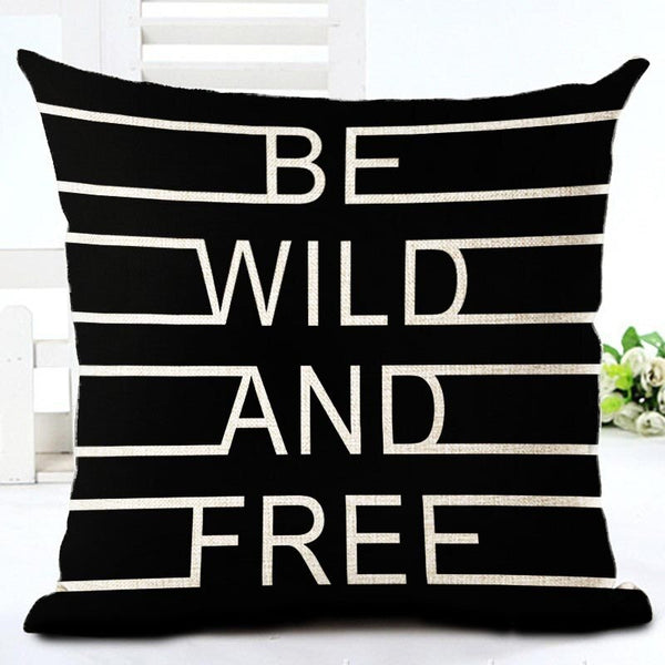MYJ Black And White Style Decorative Cushions Simple Word Style Printed Throw Pillows Car Home Decor Cushion print your name