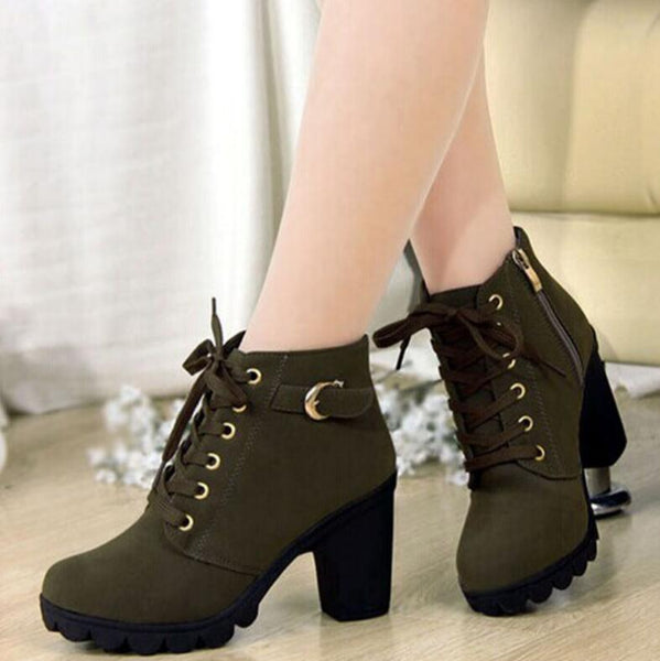 Lace-up European Style Winter Women Boots