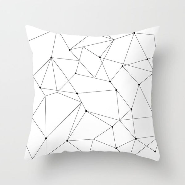 Geometric Cushion Cover Black and White Polyester