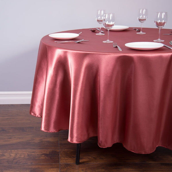 Marsala 108" Round Elegant Satin Tablecloth 10Pcs