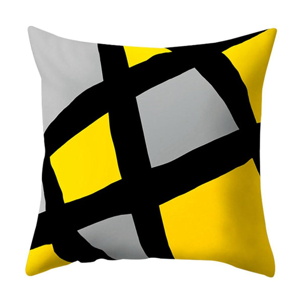 Geometric Yellow Pillowcase Decorative Cushion