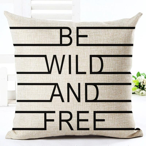 MYJ Black And White Style Decorative Cushions Simple Word Style Printed Throw Pillows Car Home Decor Cushion print your name