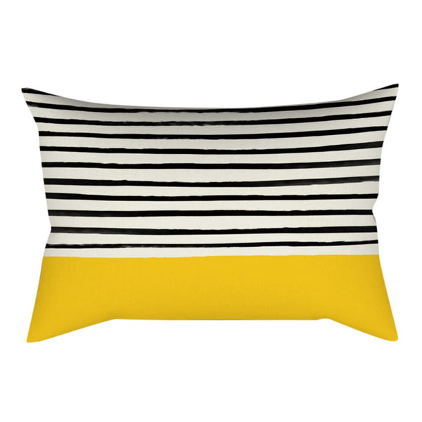 Nordic Style Abstract Printed Linen Cotton Cushion Yellow Lines Decorative Sofa Throw 1.759