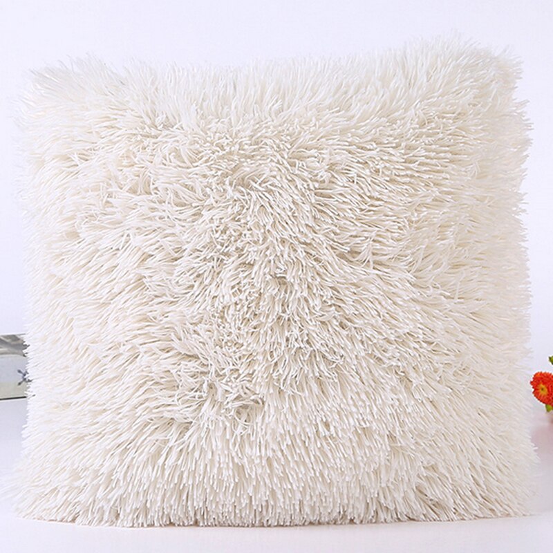 43 x 43cm Soft Plush Faux Fur Decorative Cushion Pillowcase
