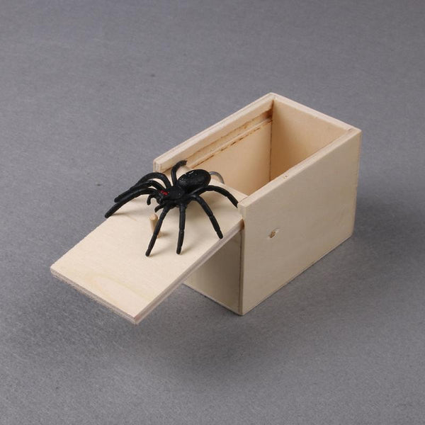 Scare Box Spider Novelty Wooden Prank Spider Scare Box in Case Trick Play Practical Joke Horror Gag Toys Christmas Gift