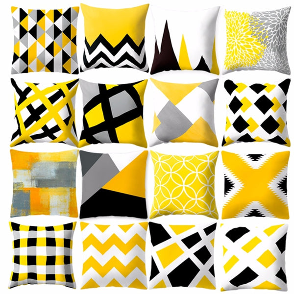 Geometric Yellow Pillowcase Decorative Cushion