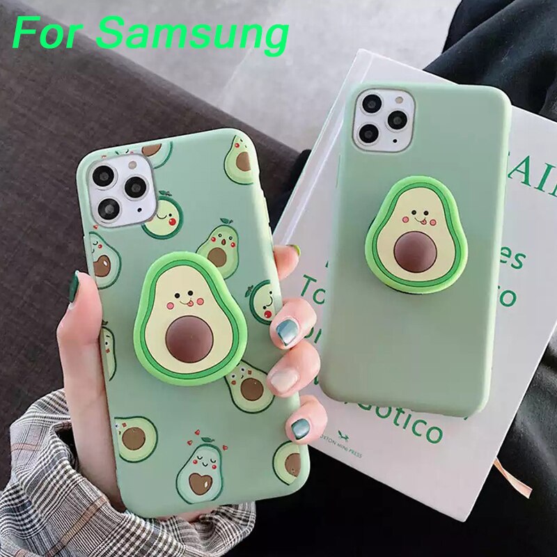 3D Avocado Soft silicone Case For Samsung A21S A01 A11 A21 A41 A51 A71 A10S A31 A10 Holder Cover For Samsung S20 Ultra S20 Plus