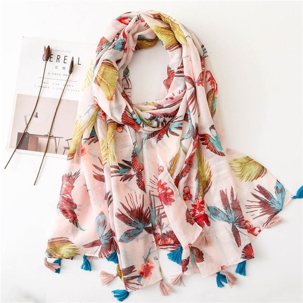 VISROVER 2020 New Summer Scarf For Women Girl Beach Dress Top Lady Tropical Print Scarf Beach Scarf Sun Protection Shawl Wrap