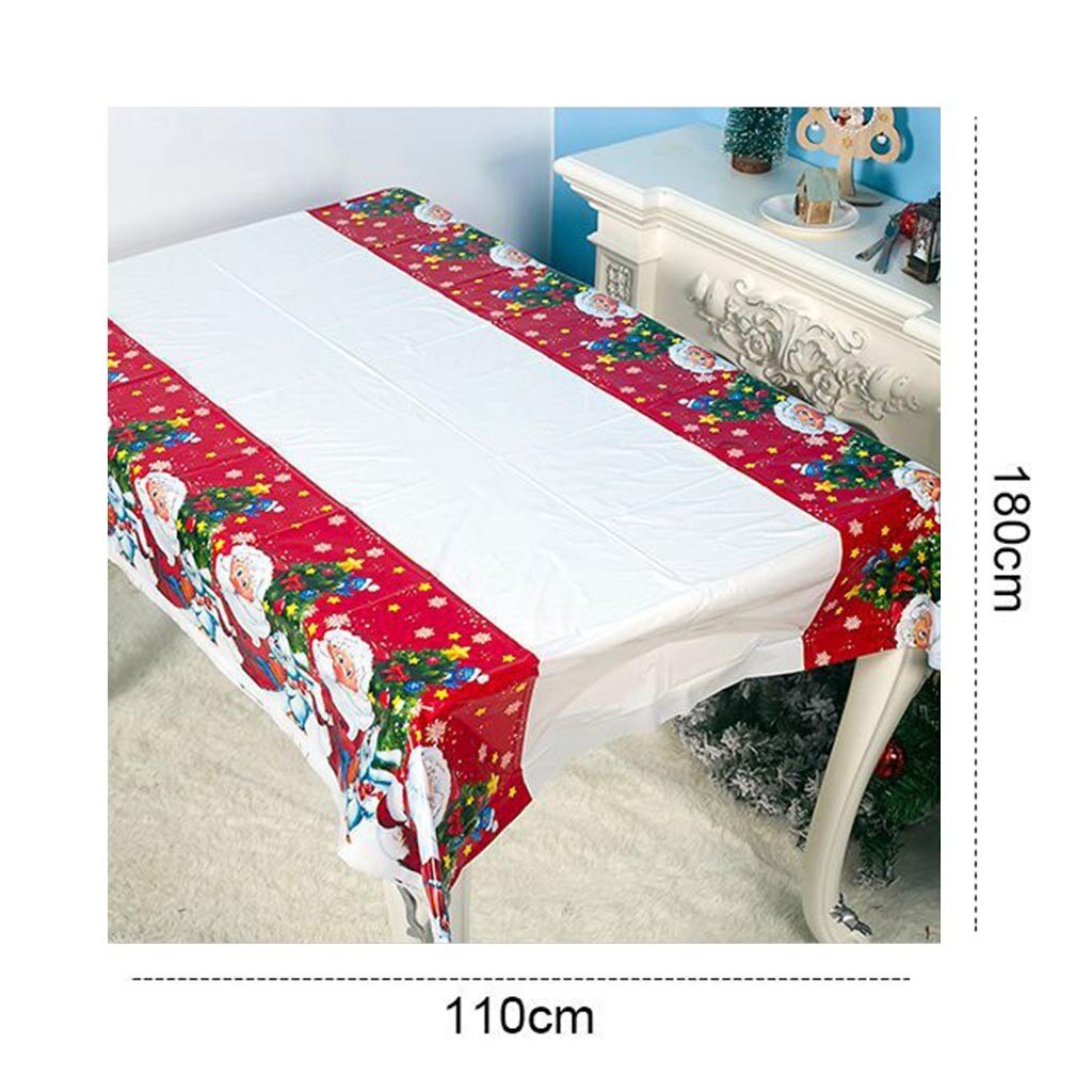 New Christmas Decoration PVC Tablecloth 180*110cm Christmas Table Waterproof Rectangle Table Cloth Tableware Kitchen Table Cover