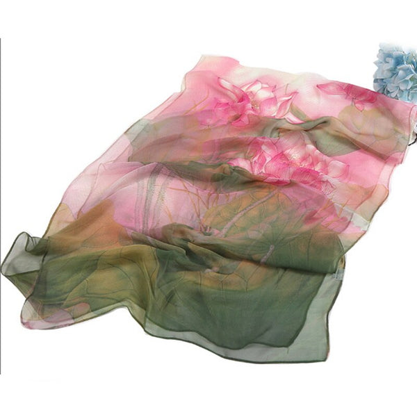 Multicolor Women Lotus Floral Printed Soft Cover Up Bikini Scarves
