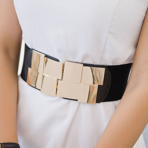 High Quality Wide Belt Waistband Multicolor Square Buckle Dress Decorative Women Belt