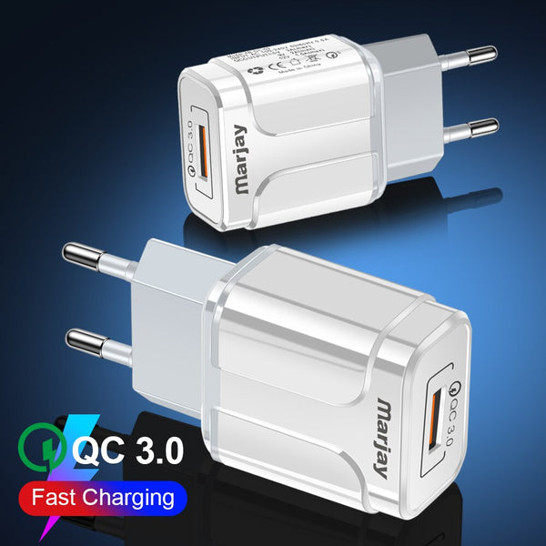 Quick Charge 3.0 USB Charger 18W QC 3.0 4.0 EU US Fast Travel Wall Mobile Phone Charger For iPhone Samsung Xiaomi Huawei