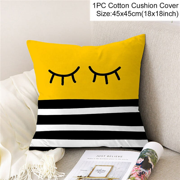 Geometric Yellow Pillowcase Decorative Cushion