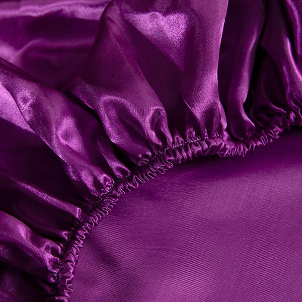 Satin silk Fitted Sheet Pillowcase Bed Mattress Cover