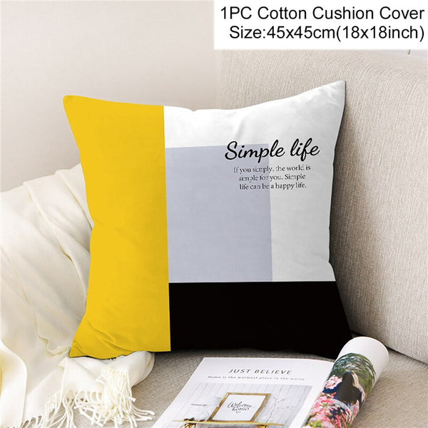 Geometric Yellow Pillowcase Decorative Cushion