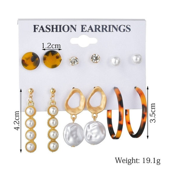 Women Acrylic Pearl Earring Set