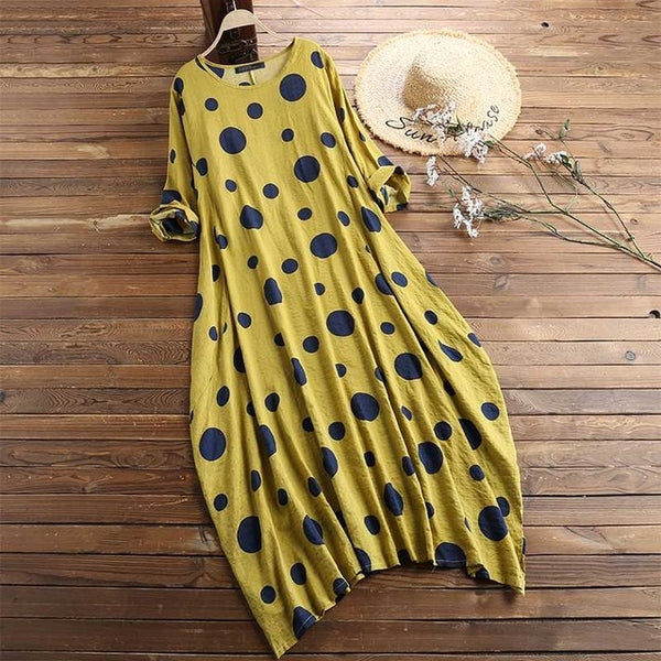 Vintage Polka Dot Maxi Women Dress