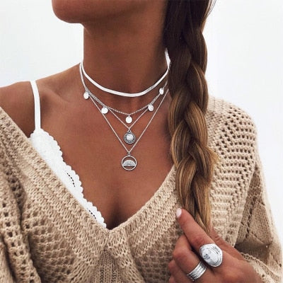 3 Layered Women Choker Necklace