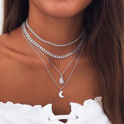 3 Layered Women Choker Necklace