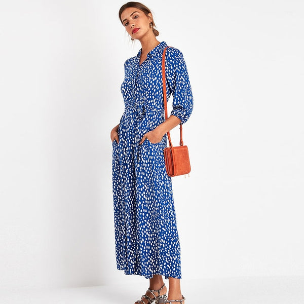 Vintage Floral Print Maxi Dress Women