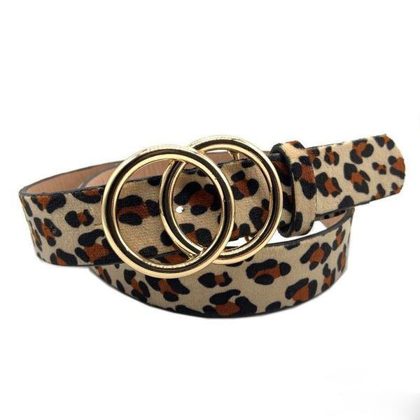 Double Ring Women PU Leather Fashion Belt