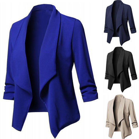 Women Solid Color Long Sleeve  Blazer