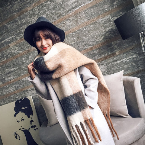 NEW fashion cashmere women plaid scarf winter warm shawl and wrap