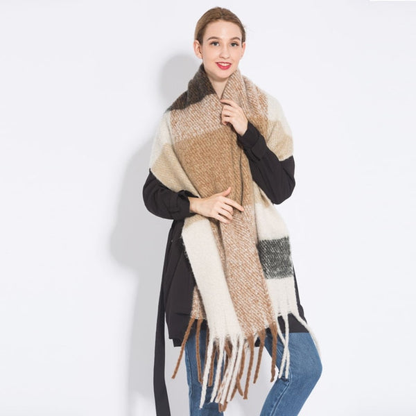 NEW fashion cashmere women plaid scarf winter warm shawl and wrap