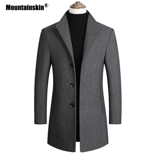 Mountainskin Men Wool Blend New Solid Color High Quality Jacket
