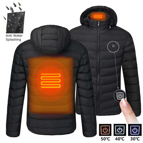 Men Winter Warm Smart Thermostat Heating Hooded Jackets