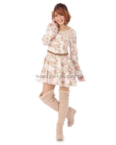 Long sleeve women printing dress