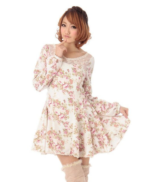 Long sleeve women printing dress