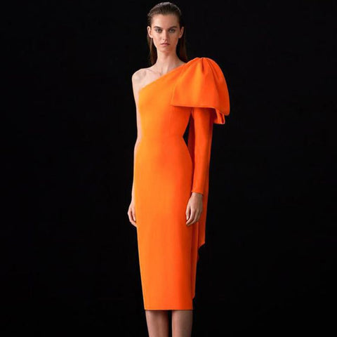 Runway One Sleeve Bandage Dress