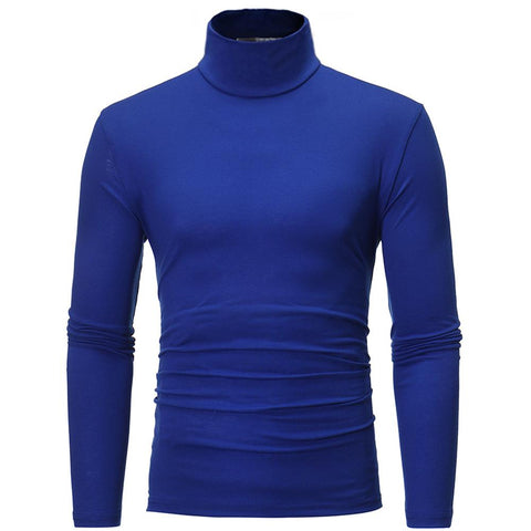 Fashion Solid Color Men Turtleneck Slim Fit Sweater