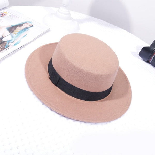 Woolen Women Classic Solid Color Felt Fedora Hat