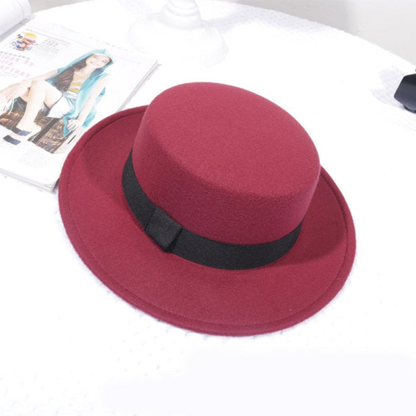 Woolen Women Classic Solid Color Felt Fedora Hat