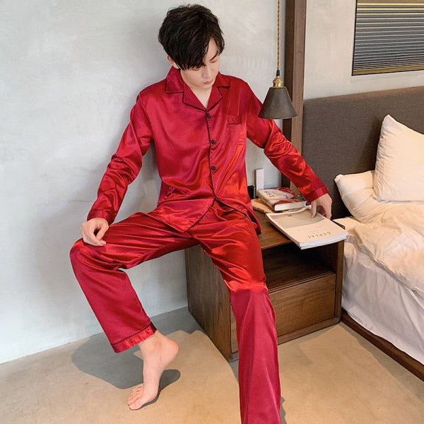 Luxury Pajama Suit Satin Silk Pajamas Sets Couple Sleepwear Pijama Lovers Night Suit Men & Women Casual Home Clothing Nightwear