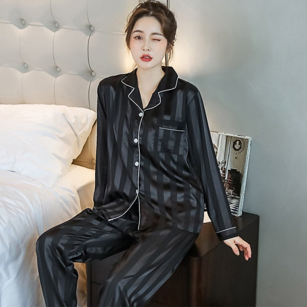 Luxury Pajama Suit Satin Silk Pajamas Sets Couple Sleepwear Pijama Lovers Night Suit Men & Women Casual Home Clothing Nightwear