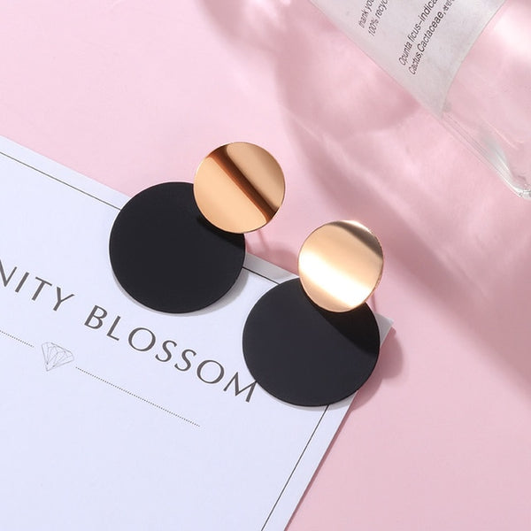 POXAM New Korean Statement Earrings for women Black Cute Arcylic Geometric Dangle Drop Gold Earings Brincos 2020 Fashion Jewelry